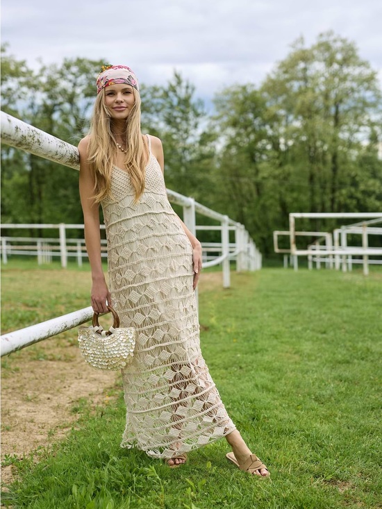 J Gee Dresses & Skirts - Sleeveless Crochet Maxi Dress in Cream - Boho Summer Essential